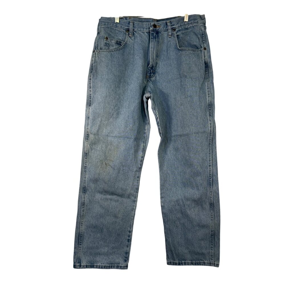 Wrangler Blue Ridge Mens Light Wash Jeans 36x29 Straight Leg Denim Slight Wear